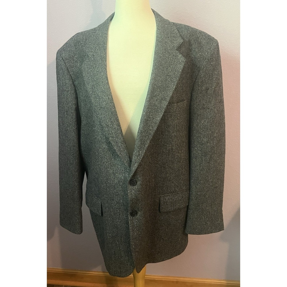 Vintage Executive Collection Men's Herringbone Blazer‎ Sport Coat 100% Wool 46R